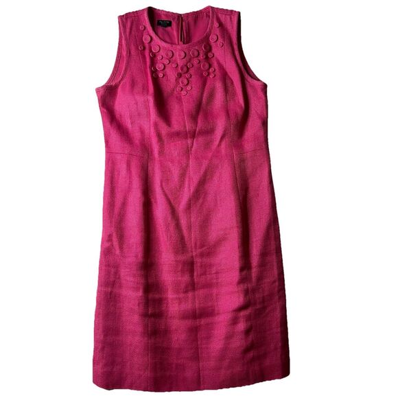 Talbots Women’s 10Petite Linen Blend Pink Career Knee Sheath Dress *flaws - Picture 1 of 12
